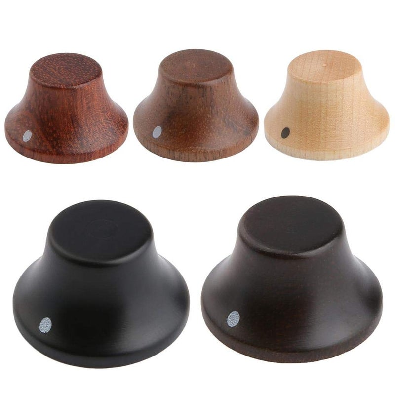 KAISH 2-Pack Wood Knobs LP/Strat Style Bell Knobs Guitar Bass Top Hat Wood Knob with Indicator Dot Walnut Wood - Image 5